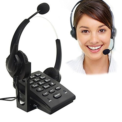 PC Recording Function Ideal for Offices Works and Home Jobs BizoeRade Call Center Corded Phone Dialpad Landline Telephones with Double Earphones Noise Cancellation Headset