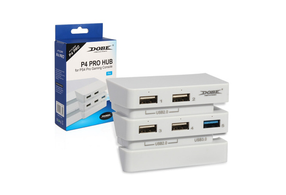 USB HUB 2.0+3.0 for PS4 Pro in Glacial White - 5 Ports USB Expansion  Adapter Charger Extended Splitter with LED indicator for White Sony  PlayStation 4 Pro