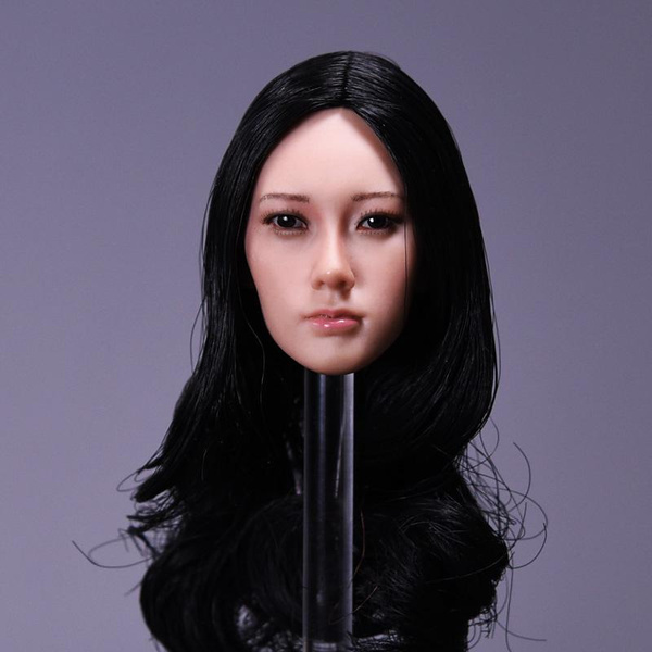 1 6 Black Hair Female Beauty Head Sculpt For 12