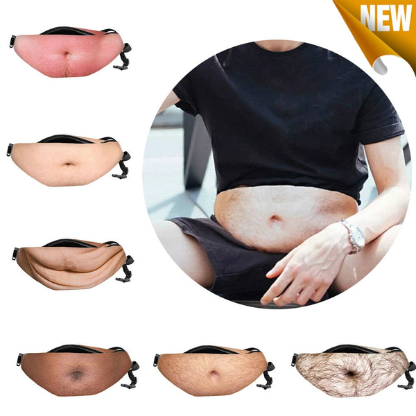 Men Amusing Gifts Waist Belt Bum Bag Funny Fat Belly Print Pouch1pcs-flesh  Color