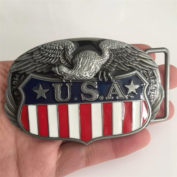 3D Eagle USA Flag Belt Buckle Men Boy Badge Cowboy Belt Buckles Suitable  4cm Wide Belt Jeans accessories