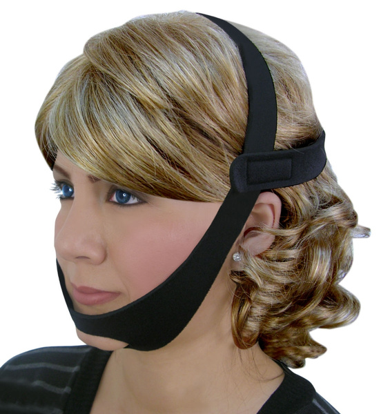 CPAP Chin Restraint Chin Strap Black Support for CPAP sleep apnea Wish