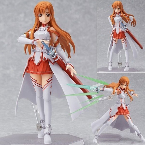 2Pcs Sword Art Online SAO Asuna Kirito PVC Action Figure Figma Figurine Toy 