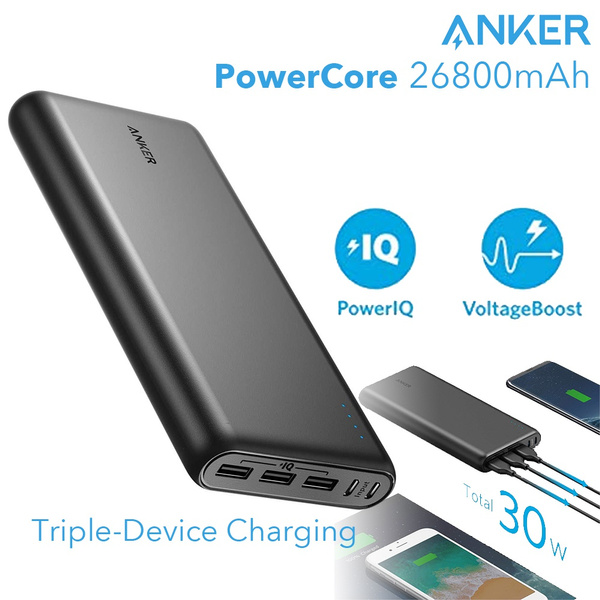 Anker PowerCore 26800 Portable Charger, 26800mAh External Battery with Dual  Input Port and Double-Speed Recharging, 3 USB Ports for iPhone, iPad,