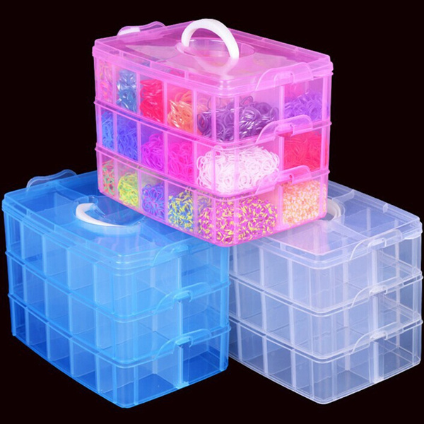 Clear Plastic Storage Organiser Compartment Craft Beads Jewellery Tool Box Case