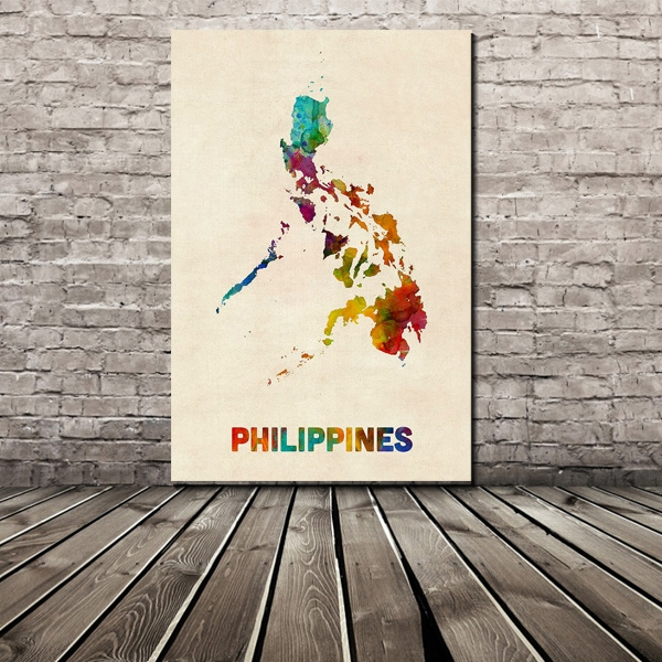 Modern Watercolor Art Painting Philippines Map Wall Decor Canvas For Living Room Bedroom Wish - Philippines Painting Wall Art