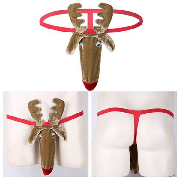 Christmas Costume Men Sexy Reindeer Pattern Bulge Pouch Bikini G