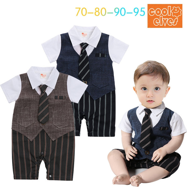 Krawattenanzug 3 18monate Kinder Baby Kleinkind Junge Kleidung Bodysuit Anzug Strampler Overall Gentleman Taufe Hochzeit Wish