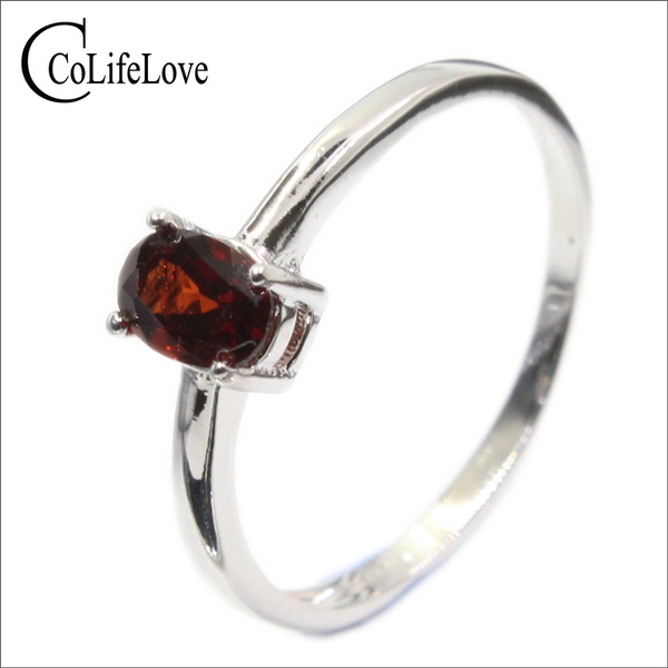 Promotion 925 silver ring inlay with 4 mm * 6 mm natural wine red