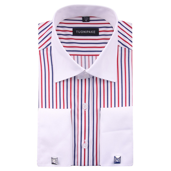 New Mens Luxury Casual Striped White Collar Franch Cuff Dress Shirts ZC6340 