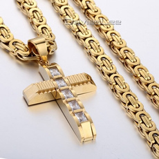 Steel, Christian, Cross necklace, icedout
