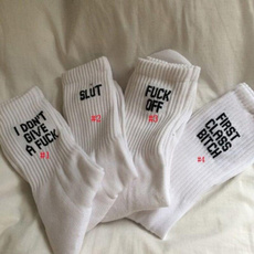 Cool Letter Print Socks Cotton Socks White Socks