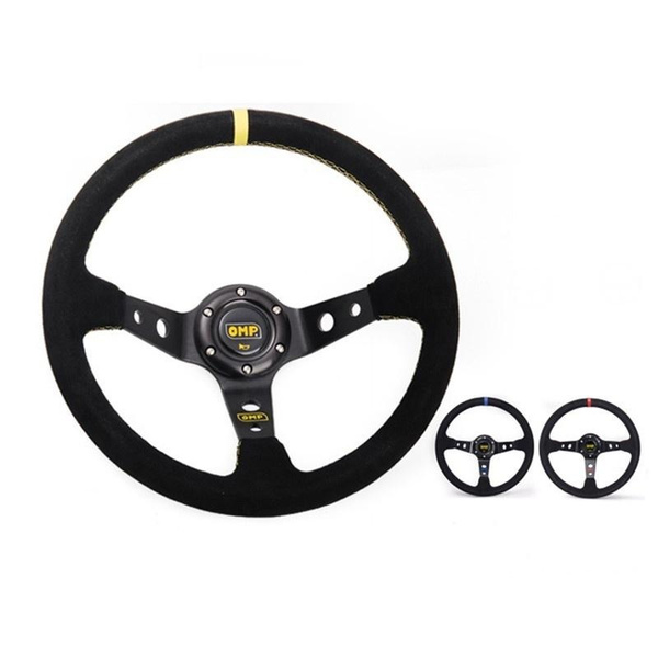 kioski Car Modification Steering Wheel Racing OMP Steering Wheel 14 Inch/350MM Suede General Steering Wheel