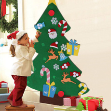 Puzzle Toys Kids Gifts Stick Door Wall Hanging Xmas Decor Felt Christmas Tree Ornaments