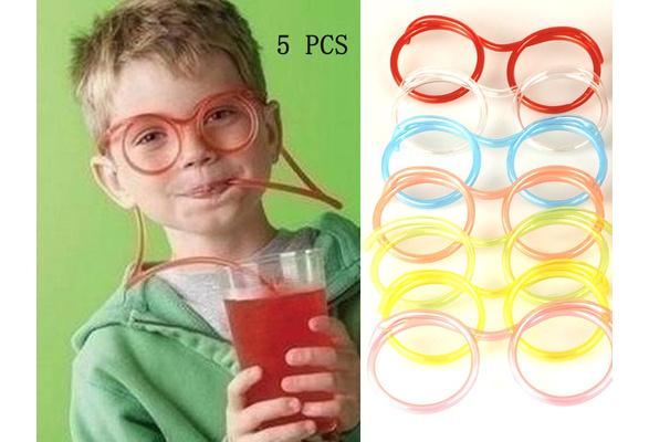  Drinking Straws Glasses Plastic - 5Pcs Fun Glasses