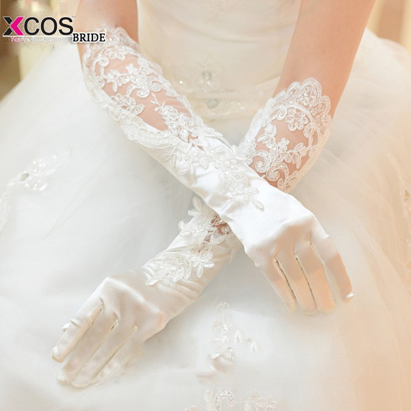 ivory lace bridal gloves