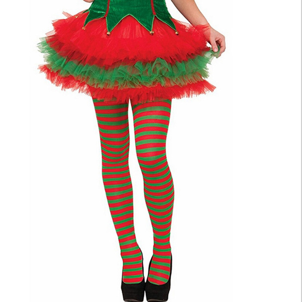 2018 Elf Tights Striped Red Green 