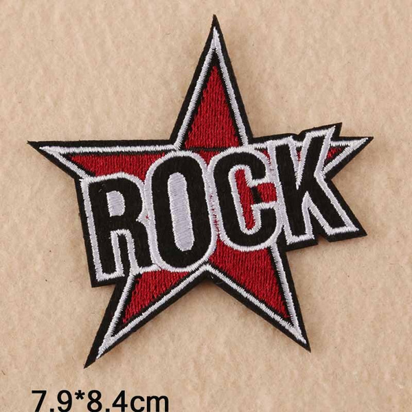 1Pcs Rock Letters Iron On Embroidered Clothes Patches For Clothing Stickers  Garment Apparel Accessories