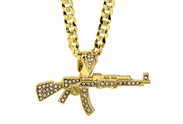 Amazon.com: LA BLINGZ 10K Rose Gold AK-47 Rifle Gun Pendant : Clothing,  Shoes & Jewelry