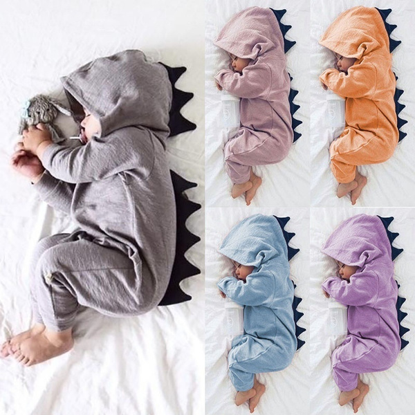 2019 Hooded Romper Jumpsuit Clothes Newborn Boy Girl Infant Dinosaur Outfit