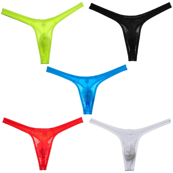 Solid Color Spandex Men's Sexy Bikini Thongs Smooth G-Strings Nylon ...