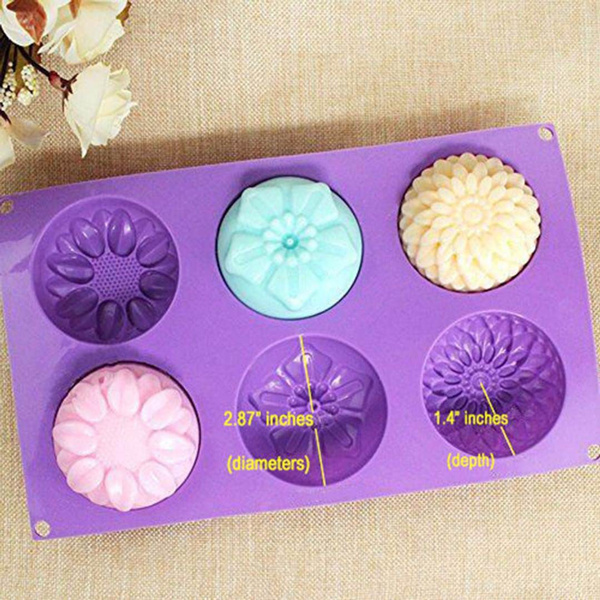 6 Cavity Purple Flower Shaped Silicone DIY Handmade Soap Candle Mold Craft Mould 