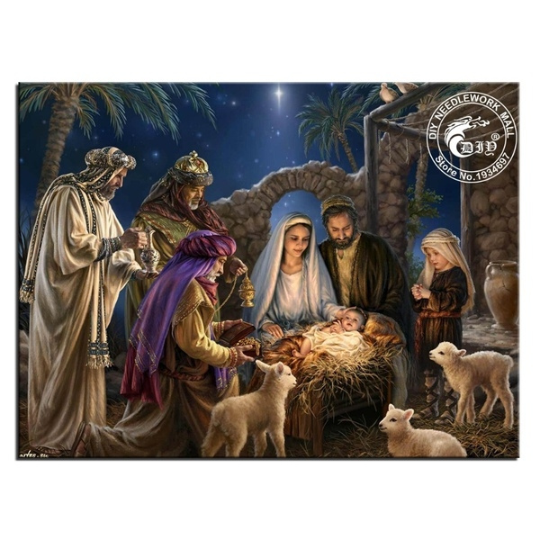 LZAIQIZG 5D DIY Diamond Painting Birth Of Jesus Diamond Embroidery