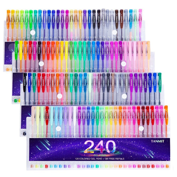 Tanmit 240 Gel Pens Set 120 Colored Gel Pen plus 120 Refills for Adults  Coloring Books Drawing Art Markers (No Duplicates)