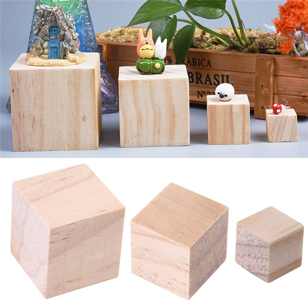 Natural Wooden Blocks Wood Cubes for DIY Crafts Handmade