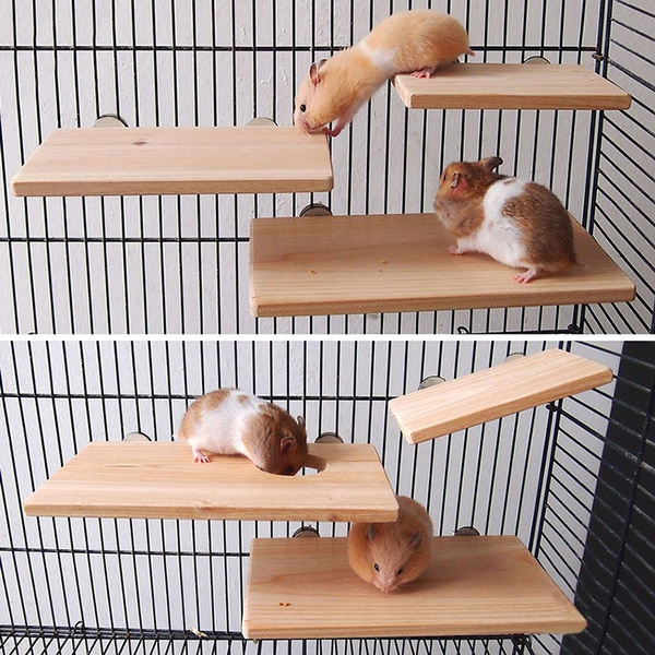 Pet Parrot Wood Platform Stand Rack Toy Hamster Branch Perches For Bird Cage New 