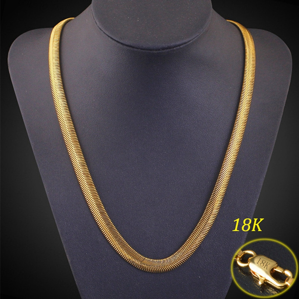 18k Yellow Gold Filled Mens Necklace 24" Snake Curb Chain GF Fashion Jewelry GDY 