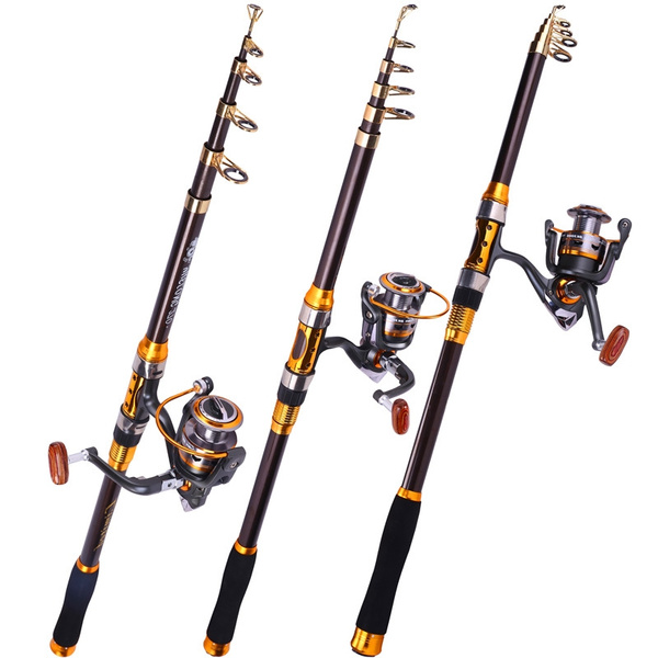 CBUJHXQ Fishing Rod and Reel Combo, Carbon Fiber Telescopic Fishing Rod  with Reel Combo, Saltwater Freshwater Kit Fishing Rod Kit