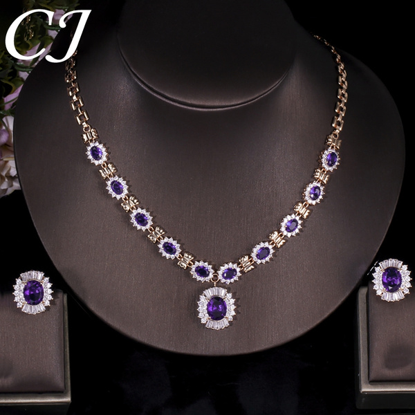 diamond necklace purple