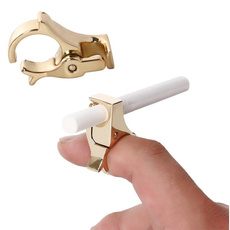 Cigarette Ring Holder Hands Smoking Clip on Rack Men & Women | Durable Gold Plated Alloy for Console, PS4 PS3 Controller, Guitar Players and Driving 