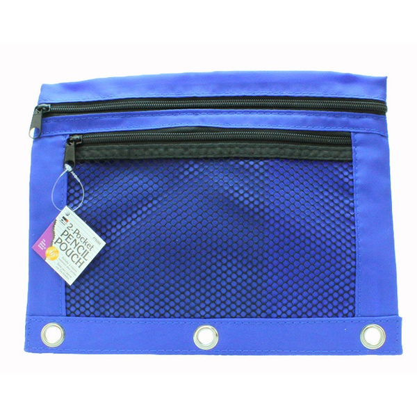 2 Pocket Carrying Pencil Case (Pouch), For 3-Ring Binder, Blue | Wish