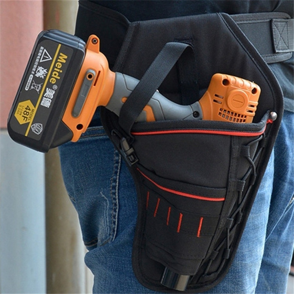 Portable Drill Holder Holster Pouch Cordless Tools Oxford Drill Waist Belt Bag~ 