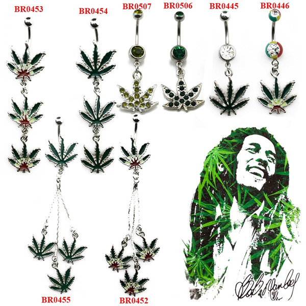 Weed plant deals belly button rings