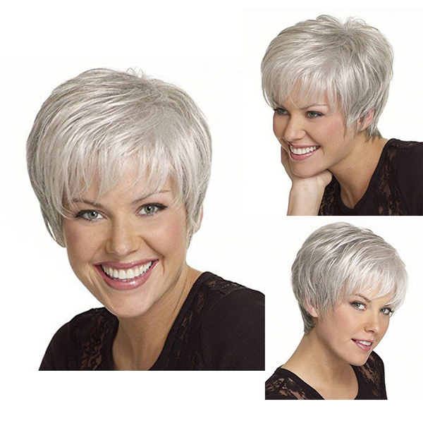 Short hair 2024 gray wigs