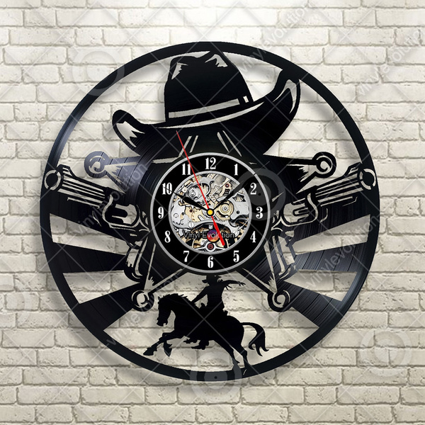 Western Cowboy Rodeo Texas Pub Neon Sign Vinyl Record Wall Clock(size ...