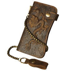 Chain, Wallet, mensbrownbifoldwalletcardcaseholdermoney, leather