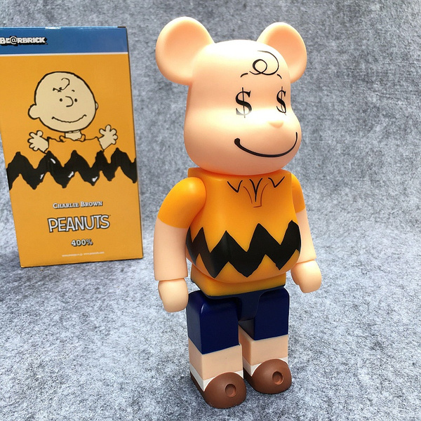 New Arrival 400% Bearbrick Peanuts Charlie Brown Be@rbrick PVC Action  Figure In Retail Box