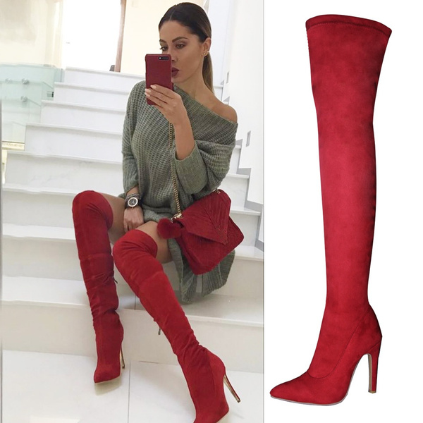 thigh high boots skinny heel