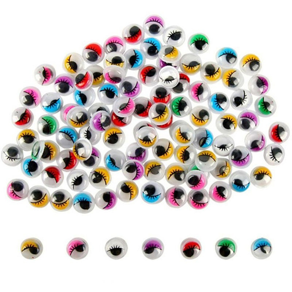 100Pcs Coloured Eyelashes Wiggly Wiggle Wobbly Googly Eyes DIY Cute Craft HC 