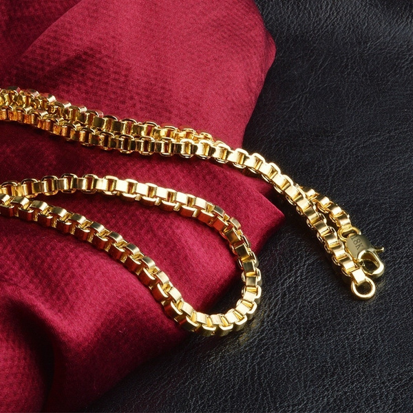 18K Gold Box Chain Necklace