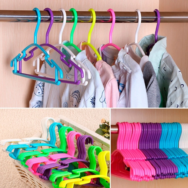 Non Slip Plastic Kids Plastic Coat Hangers Child Baby Clothes Stands Multi  Color DJK