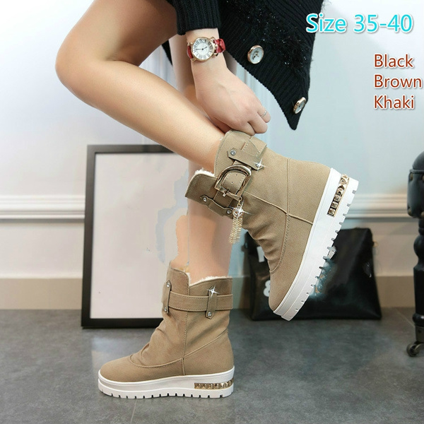 2017 Nuevas mujeres de Invierno Adem s de Terciopelo Zapatos de Swing Plataforma de Nieve Botas de Mujer de Algod n acolchado Zapatos T rmicos Planos