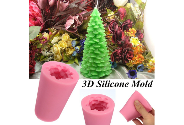 3d Christmas Tree Candle Soap Making Mold Silicone Cake Chocolate Baking Mould Pink Wish