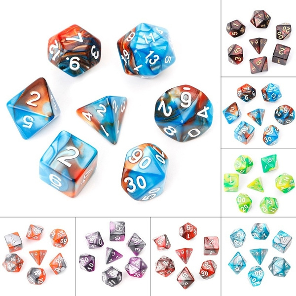 7pcs Set Acrylic Polyhedral Dice For Trpg Board Game Dungeons And Dragons D4 D Red Huj Wish