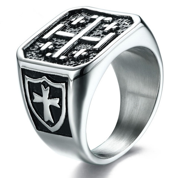 Gothic Religious Jewelry Jerusalem Cross Knights Templar 316L Stainless ...