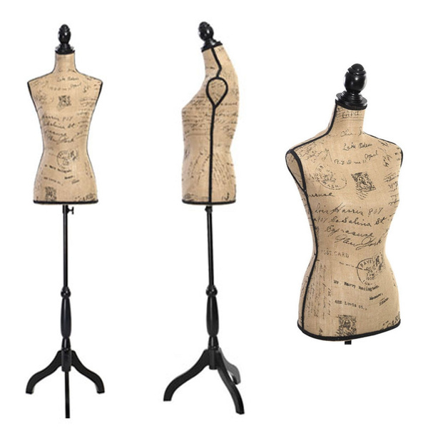 Female Mannequin Torso Dress Letter Pattern Form Display w/ Tripod Stand Design 